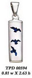 Flying Birds Cylinder Silver Pendant TPD594 - Jewelry
